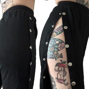 Sweat pant material tear-away pants with elastic waist